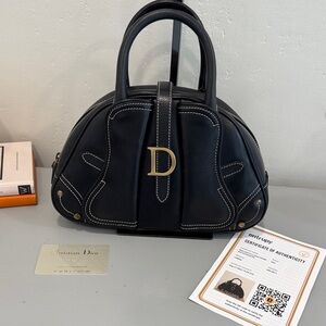 Christian Dior John Galliano Black Leather
Double Saddle Bag